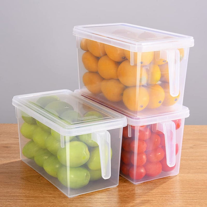 Sooyee Fridge Organizer,4 Pack Refrigerator Organizer Bins,Fridge Organizers and Storage Clear with Handle & Lid,Fruit Containers for Fridge,Fridge Storage To Keep Fresh for Food, Vegetables,5L - Image 3